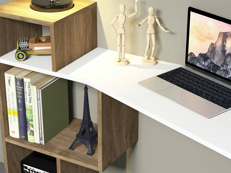 Wesley Çalışma Masası - Ağ/Cəviz - 3