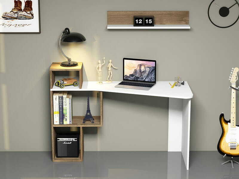 Wesley Çalışma Masası - Ağ/Cəviz - 2