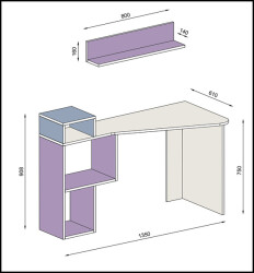 Wesley Çalışma Masası - Ağ/Cəviz - 4