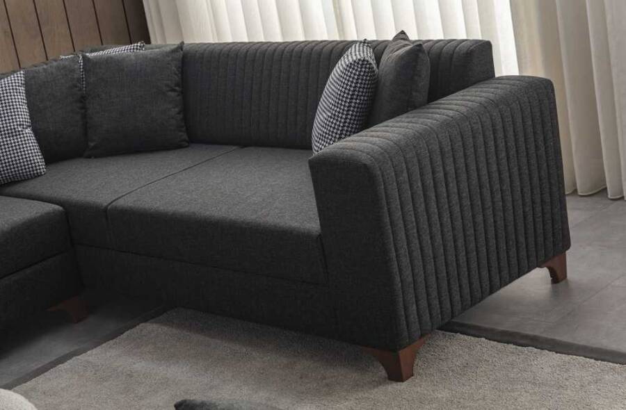 West Künc Divan Dəsti Keten - Antrasit - 2