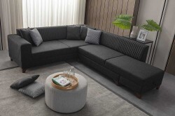 West Künc Divan Dəsti Keten - Antrasit - 10