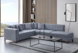 West Künc Divan Dəsti Keten - Gri - Eymense