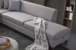 West Künc Divan Dəsti Keten - Krem - 3
