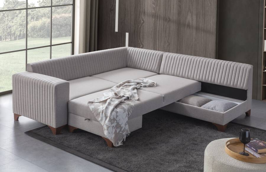 West Künc Divan Dəsti Keten - Krem - 2