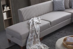 West Künc Divan Dəsti Keten - Krem - 11
