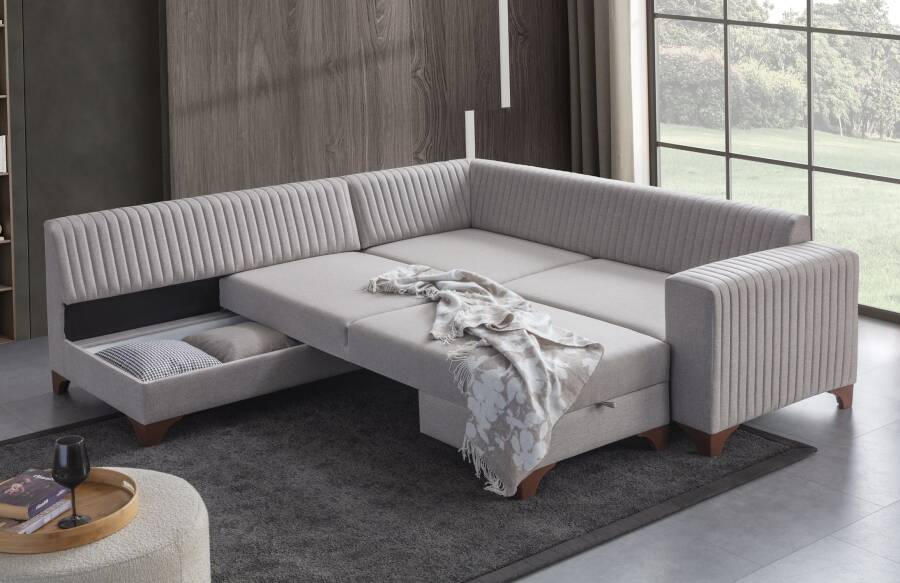 West Künc Divan Dəsti Keten - Krem - 10