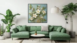 White Flower Oil Painting Kətan Tablo TB2076 - 5