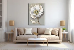 White Gold Flower Kətan Tablo TB2010 - 3