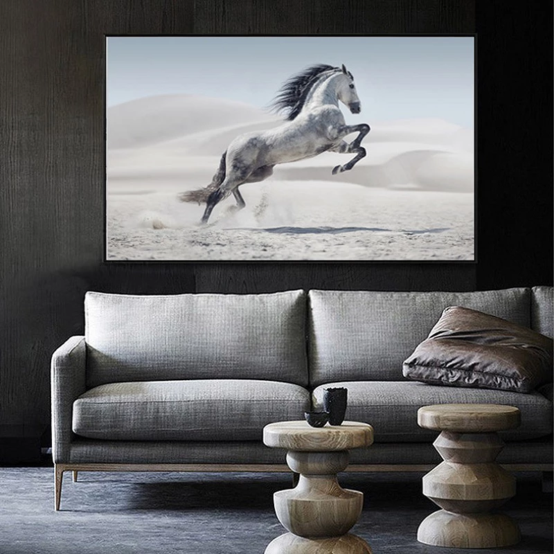 White Horse Running Kətan Tablo TB1354 - 1