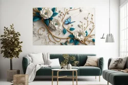 White Jewelry Flowers Kətan Tablo TB2061 - 2