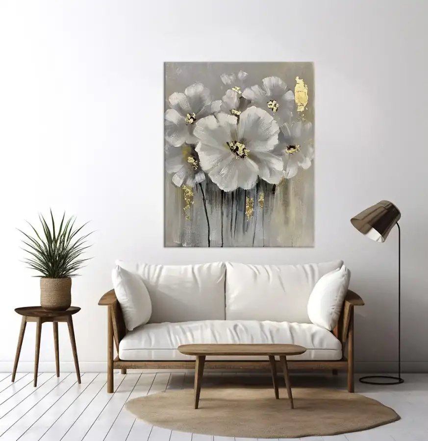 White Rose Oil Art Kətan Tablo TB1387 - 1