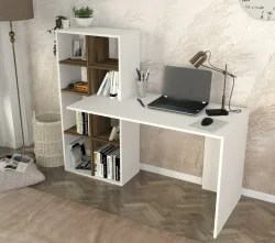 Win Kitab Rəfli Çalışma Masası - Ağ/Cəviz - 3