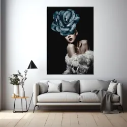Woman and Blue Rose Kətan Tablo TB1145 - 2