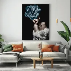 Woman and Blue Rose Kətan Tablo TB1145 - 3