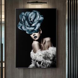 Woman and Blue Rose Kətan Tablo TB1145 - 1