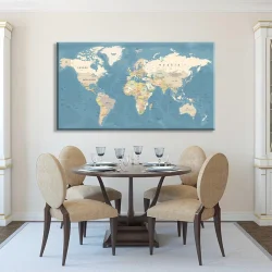 World Map Kətan Tablo TB2115 - 2