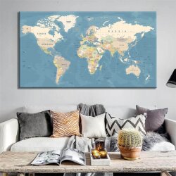 World Map Kətan Tablo TB2115 - 1