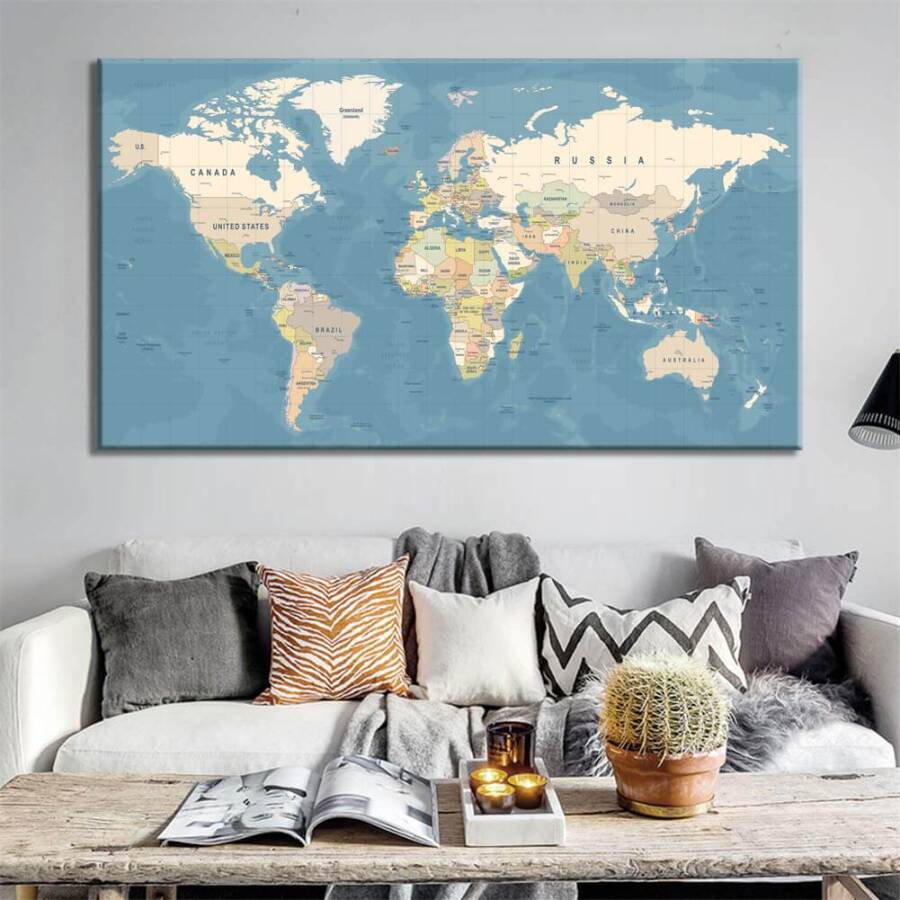 World Map Kətan Tablo TB2115 - 1