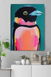 Yağlı Boya Görünümlü Saksağan Kuşu Kətan Tablo - Markaev