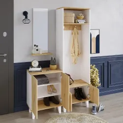 Yakut Güzgülü Asılqanlı Dəhliz Dolabı - Meşə/Ağ - Decoroom Collection (1)