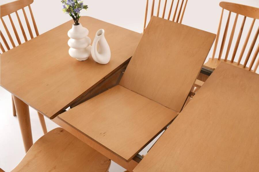 Yakut Kırlangıç Ağaç Açılır Yemek Masa Sandalye Takımı 80x120 - 2