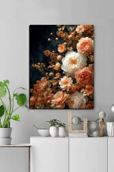 Yıldız ve Kasımpatı Çiçek Şöleni Kətan Tablo - Markaev