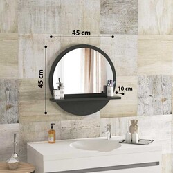 Yuvarlak Raflı Güzgü 45 cm - Antrasit - Bluecape (1)