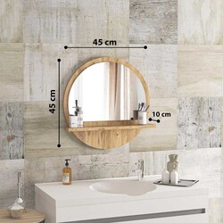 Yuvarlak Raflı Güzgü 45 cm - Atlantik Çam - Bluecape (1)