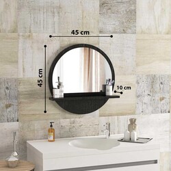 Yuvarlak Raflı Güzgü 45 cm - Siyah - Bluecape (1)
