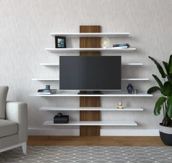 Zebra Tv Stend - Ağ/Cəviz - 1