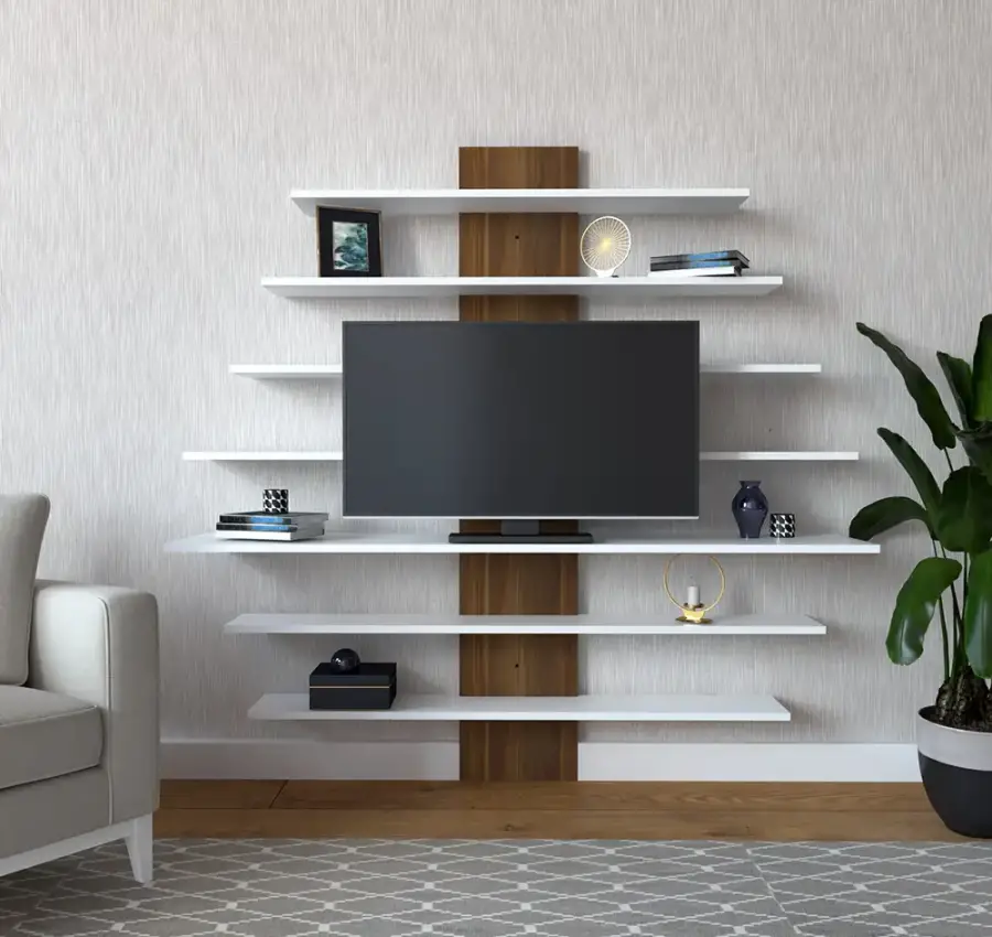 Zebra Tv Stend - Ağ/Cəviz - 1
