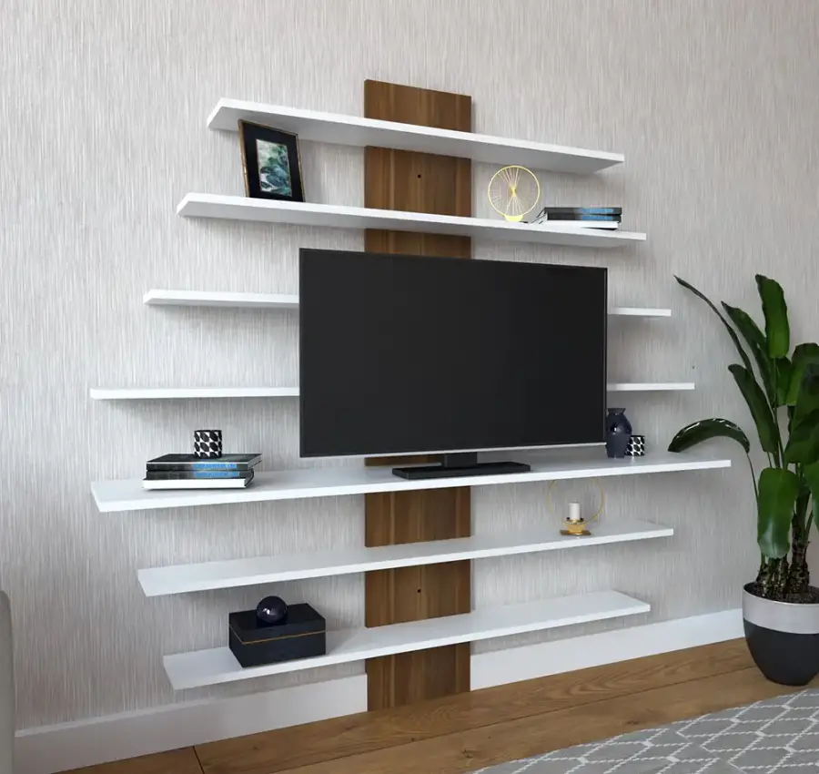 Zebra Tv Stend - Ağ/Cəviz - 2
