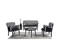 Zebrano 3lü Çay Seti Divan Kreslo Dəsti Siyah-Beyaz - Vistaso Concept (1)