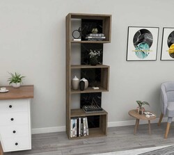 Zella Kitab Rəfi - Cəviz/Qara Mərmər - Modev