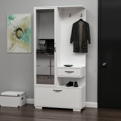 Zeniyah Güzgülü Dəhliz Dolabı - Ağ - Modev