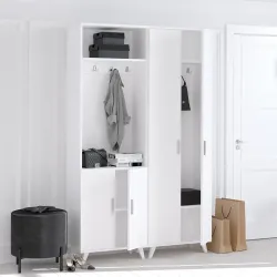 Zümrüd Güzgülü Asılqanlı Dəhliz Dolabı - Ağ - Decoroom Collection (1)