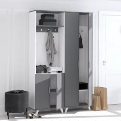 Zümrüd Güzgülü Asılqanlı Dəhliz Dolabı - Antrasit - Decoroom Collection (1)